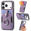 Retro Metal Ring Car Mount Magnetic Card Holder Pu Leather Phone Case For Iphone 18