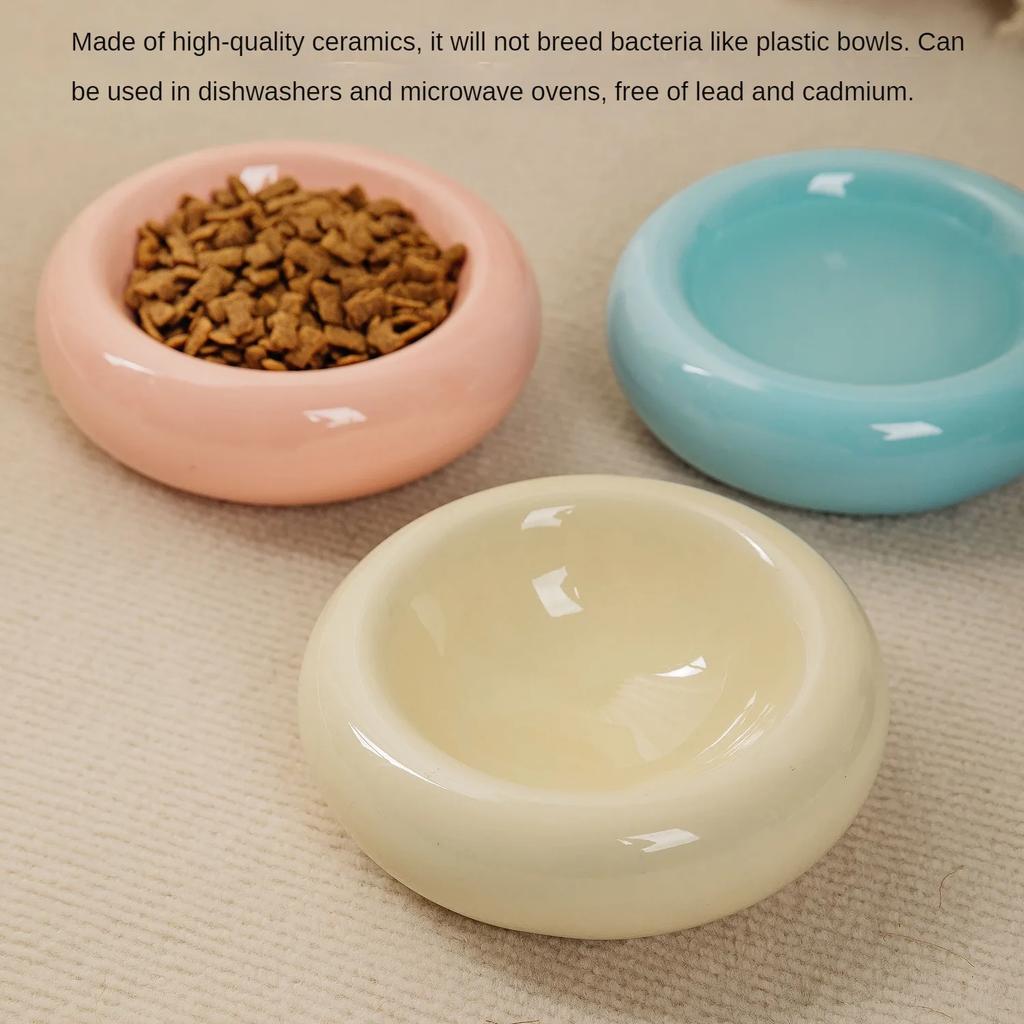 Anti-spill Water Bowls Snack Bowls Ceramic Cat Bowl High Appearance Level Pet Supplies Doughnut Tableware Dudu Cat Food Bowls