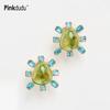 Lime Green Crystal Teardrop Studs Clear Resin Earrings Fresh Vacation Party Jewelry PD1144
