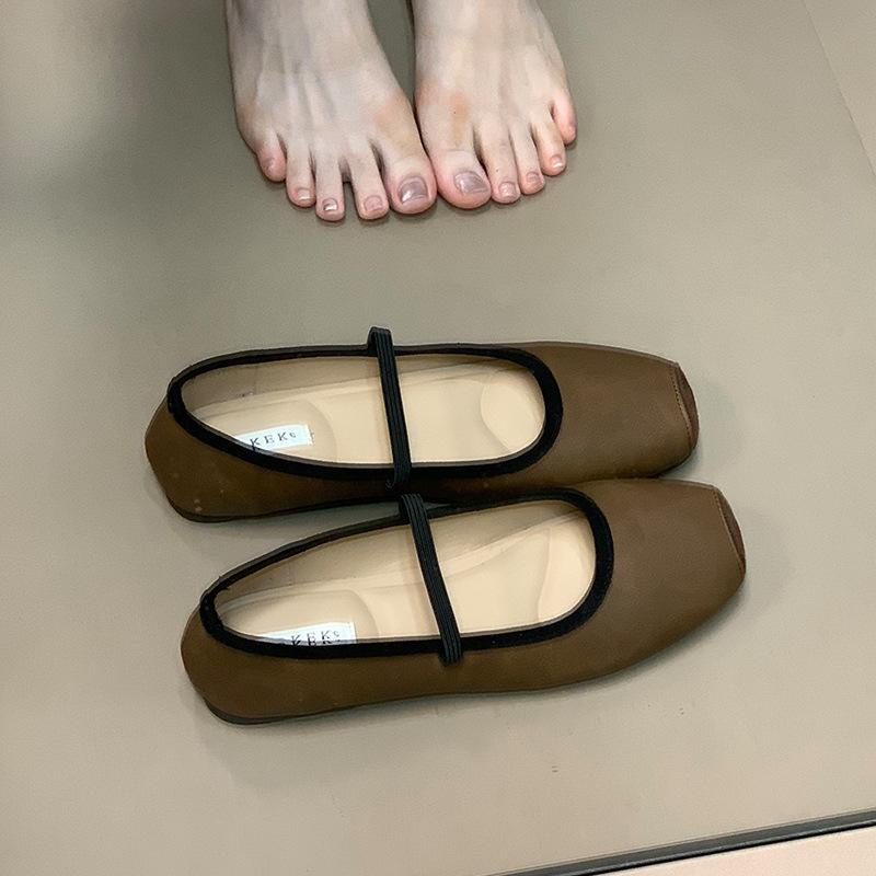 MUKEKe square head shallow mouth single shoes women's autumn 2025 autumn new niche design commuter temperament flat women's shoes