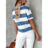Short Sleeve Striped T-Shirt, Crew Neck Casual Top For Summer & Spring, Women's Clothing
