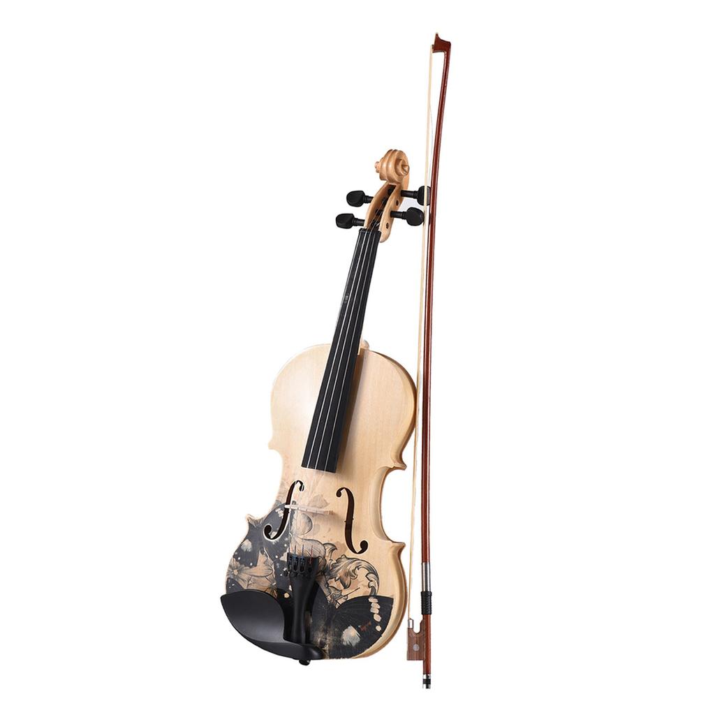 4 4 Acoustic Violin Basswood Topboard Side Back Board Maple Scroll with Carry Case Bow Rosin for Kids Students Beginners