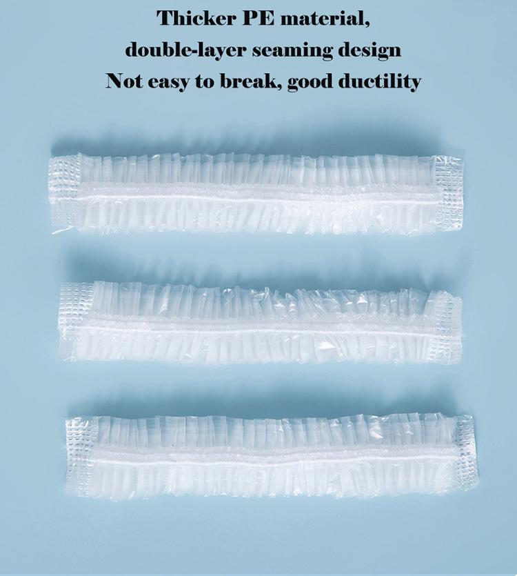 100pcs Plastic Waterproof Clear Hair Caps Shower Caps Multi-Purpose Thickening Elastic Bath Cap Home Hair Salon Portable Use