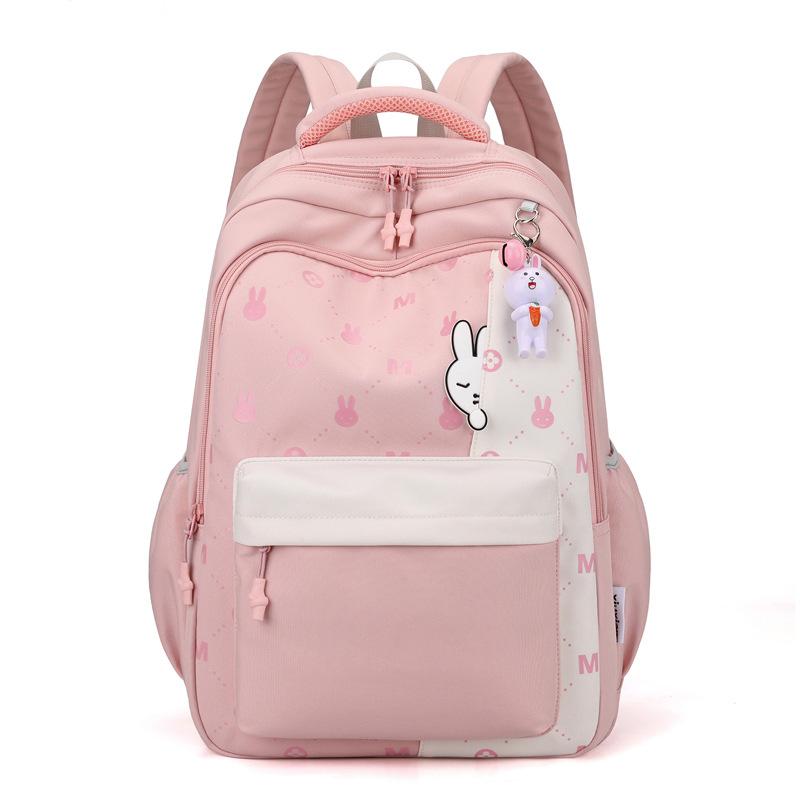 New fashion backpack, light primary school bag, large-capacity printed cute bunny backpack