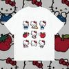 2026Hello Kitty Sanrio Fun Print Cotton Tshirt Summer Cartoon Design Kids Round Neck Fashion Loose Casual Wear