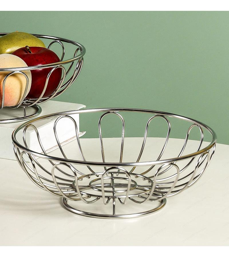 Sturdy 304 stainless steel bread basket fruit basket living room household coffee table fruit plate vegetable basket ornament