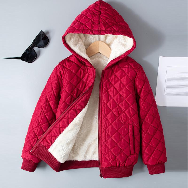 

Детское пальто с капюшоном и плюшевой подкладкой на молнии для мальчиков и девочек 100cm красный