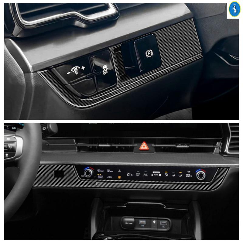 ABS Carbon Fiber Look Central Control Trument Decoration Strip Cover Trim For Kia Sportage NQ5 2024 Car Accessories
