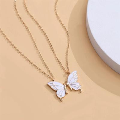 Colar de amizade simples e moderno, conjunto de duas peças de acessórios, novo colar de borboleta de amigo feminino