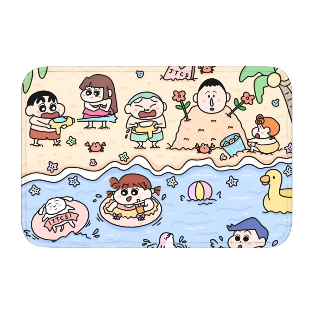 Crayons Shin-chans Cute Anime Doormat Non-Slip Bath Kitchen Welcome Mat Toilet Door Floor Entrance Carpet Rug Footpad