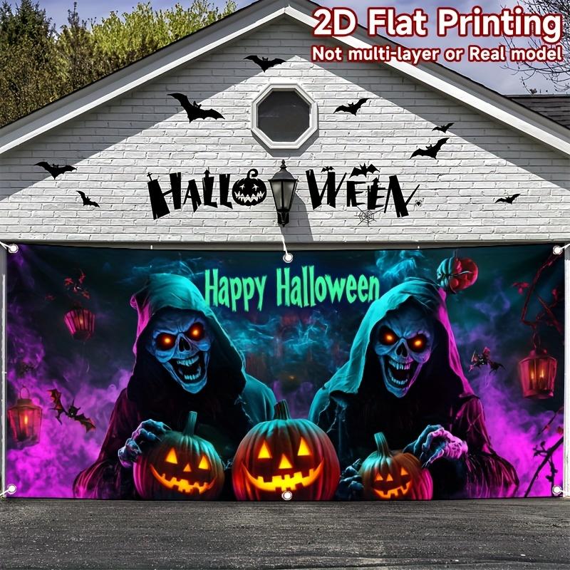 1 piece of 2D curtain banner, 2D flat-print Halloween garage banner