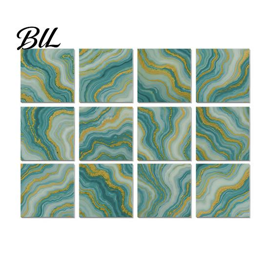 Scratch Resistant Wall Decor for Home 12PCS Imitation Marble Pattern Stickers, Self-Adhesive Waterproof EVA Realistic Stone Texture Stickers