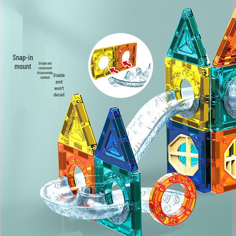 Magnetic Tube Building Blocks: Children's DIY Magnetic Track with Rolling Ball Slide for Educational Play