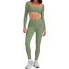 Damen Cross-Border Yoga-Set: High-Waist Leggings & Sexy Langarm-Top für Fitness im Freien