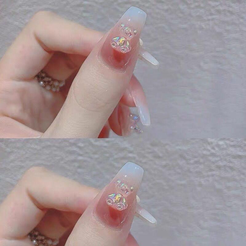 Little Bear Glitter Blush Aurora Gradient Nail Art - Sweet Pure Desire Style