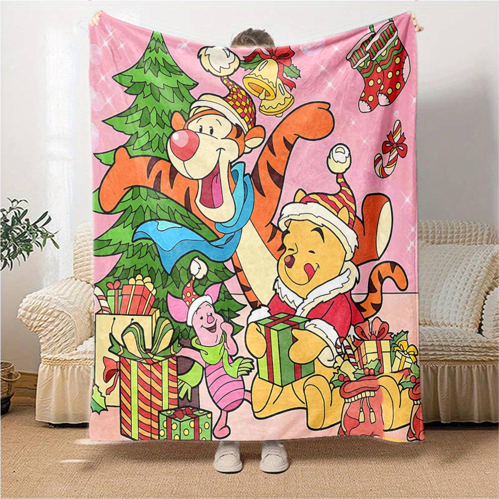 Christmas Winnie Pooh Party Blanket Soft Throw Blanket For Home Bedroom Bed Sofa Travel Office Solid Christmas Blanket