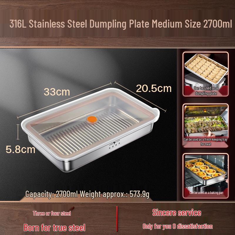 SSGP Stainless Steel Dumpling Storage Tray – Food Grade, Freezer-Safe