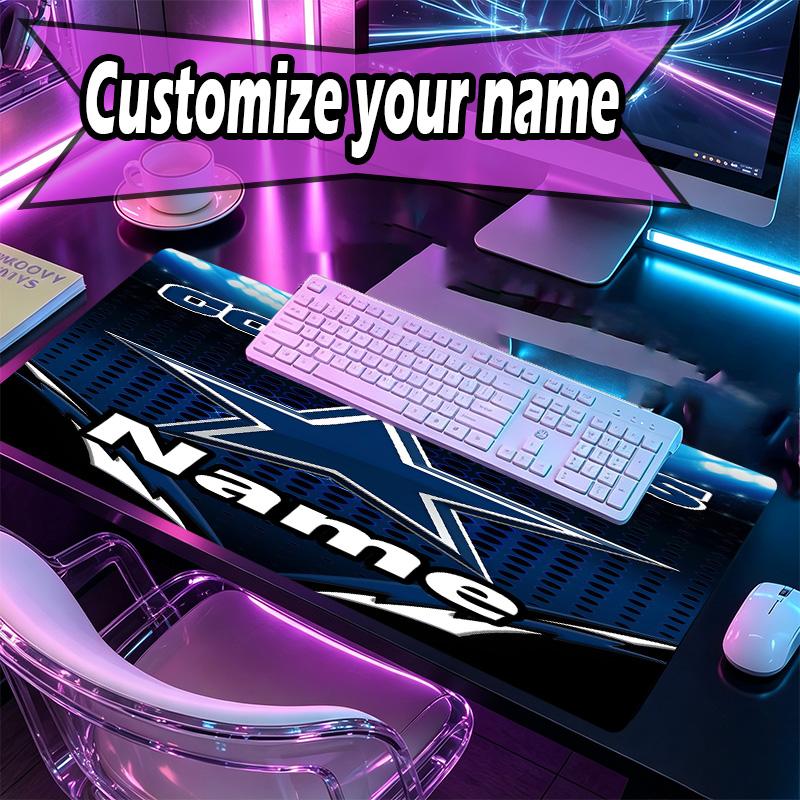 Custom Name Personalized Dallas Cowboys Pattern Mousepad, Laptop PC Desk Mat, Decorative Desk Mat for Home Keyboard Pad Gift