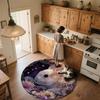 Rabbits in Flower Bush,Round Area Rug,Carpet Rug for Living Room Bedroom Sofa Playroom Decor,Non-slip Floor Mat