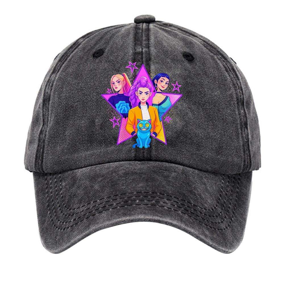 Washed Cotton Baseball Cap With Printed Distressed Soft Top Denim Hat For Men, European And American Retro Hat