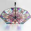 Colorful Transparent Automatic Folding Umbrella with Eight Ribs - High-End Feel and Portable Design
