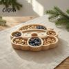 Rustic Kitchen Table Decor Wooden Christmas Divided Tray, Gingerbread Man Santa Xmas Tree Compartment Snack Decorative Nut Serving Dishes Platter,