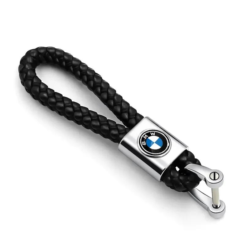 BAIJ1 2025 Car logo Keychain With Car Logo Metal Keychain Nylon Braided Rope Key Ring For BMW E90 E60 E61 E93 E87 E36 E46 E39 E53