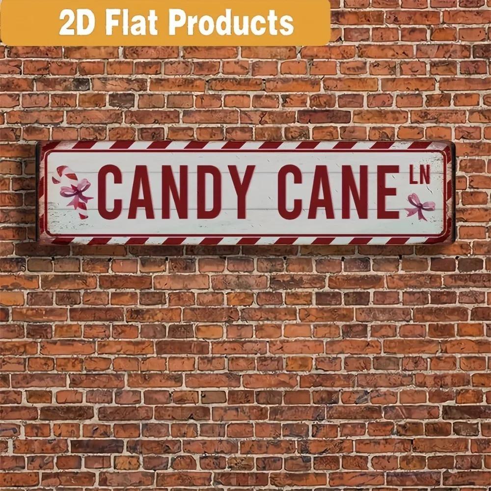 Handmade 2D Candy Cane Sign, Funny Acrylic Rectangle Art, 15.7x3.9in Christmas Wall Farmhouse Decor