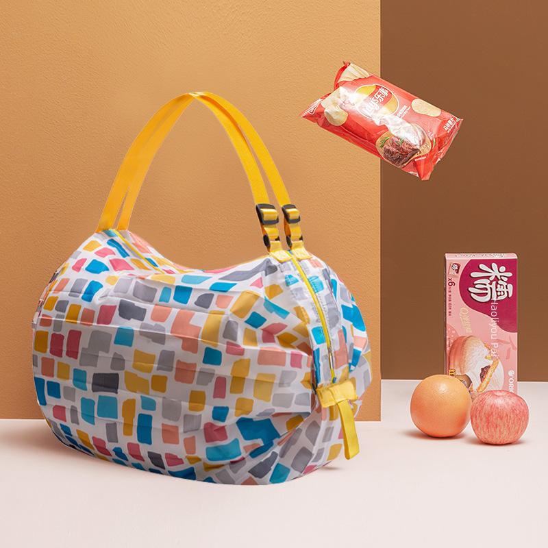 Foldable Shopping Bag, Reusable Grocery Tote, Large Capacity Nylon Travel Shoulder Bag, Heavy Duty Portable Shopping Bags