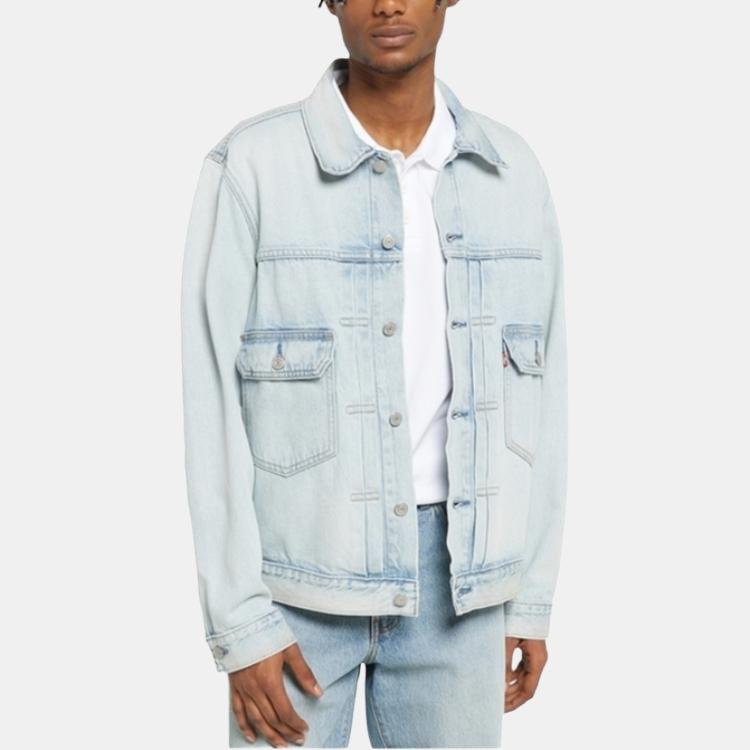 Levis Simple Comfortable Versatile Casual Loose Long Sleeve Denim Jacket Men Jackets Light-Blue A7632-0011