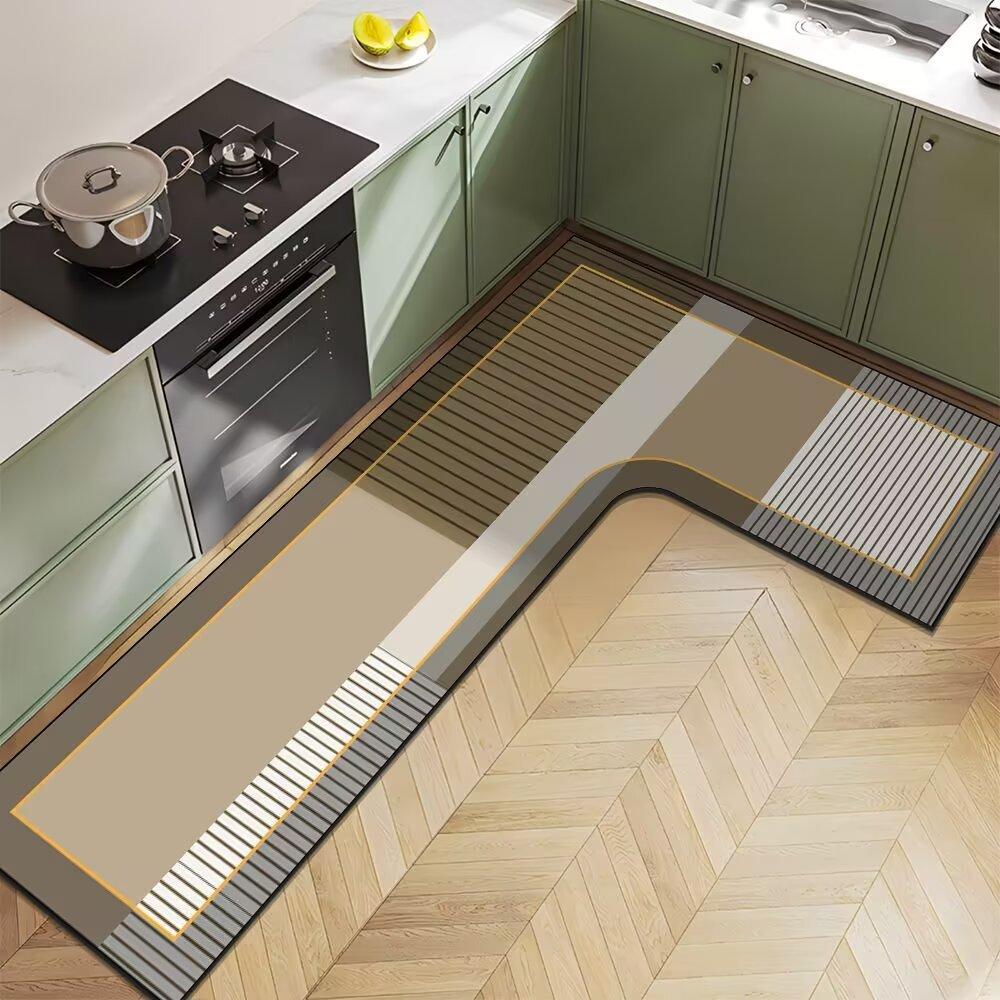 Nordic Light Luxury Diatom Mud Household L-shaped Kitchen Floor Mat Water Absorption  Anti-slip  Quick-drying and Easy-to-maintenance Floor Mat