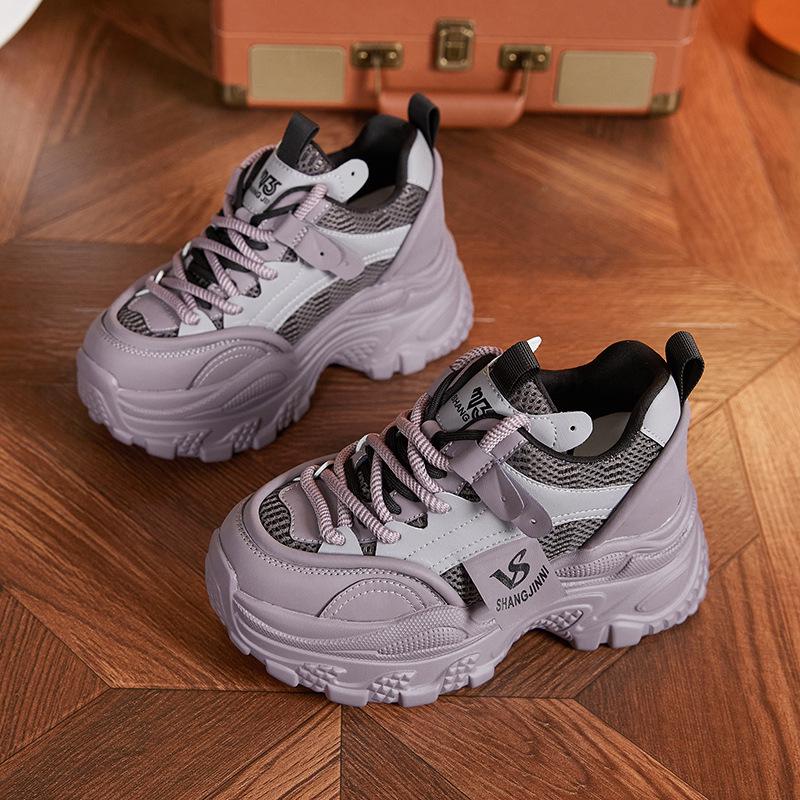 European Spring 2025 Women's Thick-Soled Platform Shoes - Height-Enhancing, All-Match Casual Sneakers
