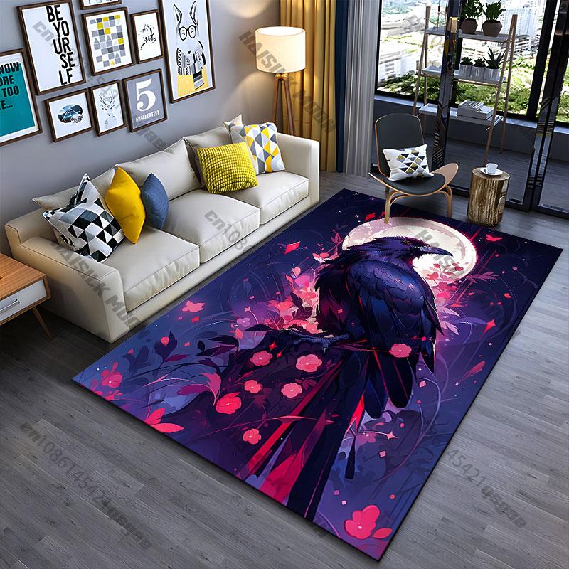 Raven moonlight flowers mystery carpet Yoga living room room decor children's crawling mat doormat area rug games mat