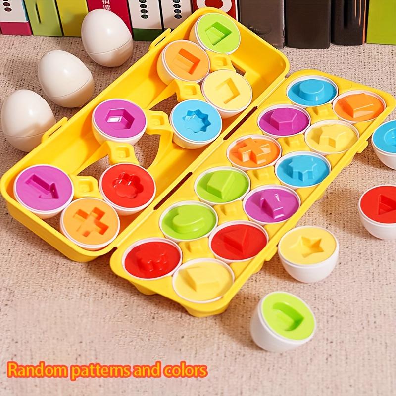 12/6pcs Color and Shape Matching Toys Simulated Egg Shapes with Storage Box - Geometric Shape & Color Learning Toy Set for Kids