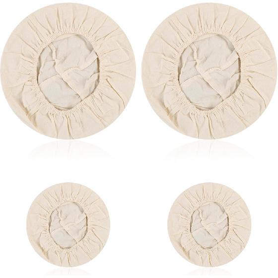 4 Pack Bread Proofing Basket Liner, 2 Pack 10 Inch Round Banneton Basket Cloth Cover & 2 Jar Covers, Natural Cotton Sourdough Proofing Liners for