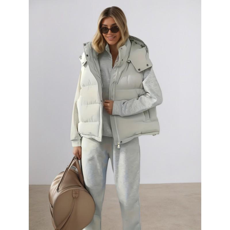 Womens Sleeveless Puffer Vest Streetwear Winter Warm Thick Stand Collar Outerwear