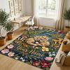 Autumnal Foxes Theme Soft Crystal Velvet Rug Custom Name & Text Print Non Slip Floor Rug for Bedroom Living Room