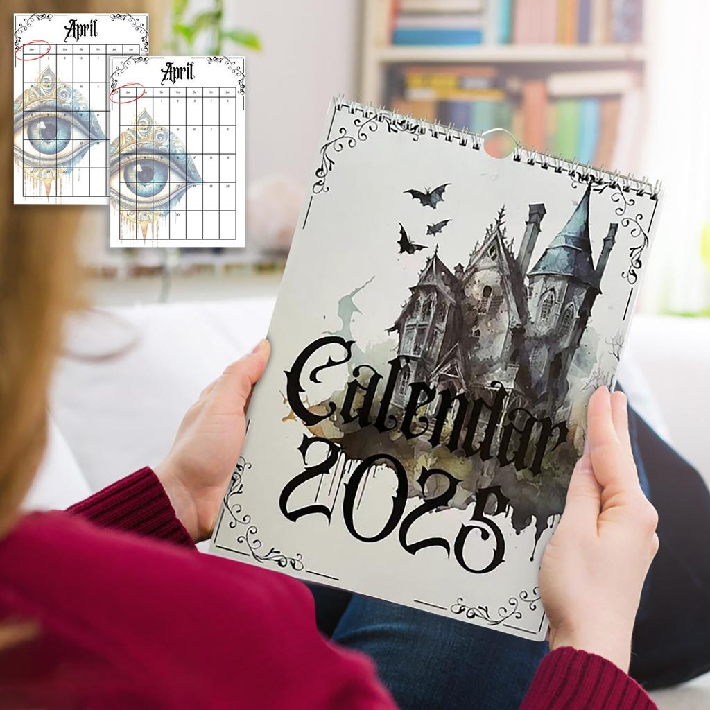 Gotický nástěnný kalendář Čarodějnictví Gotický hrad Kalendář