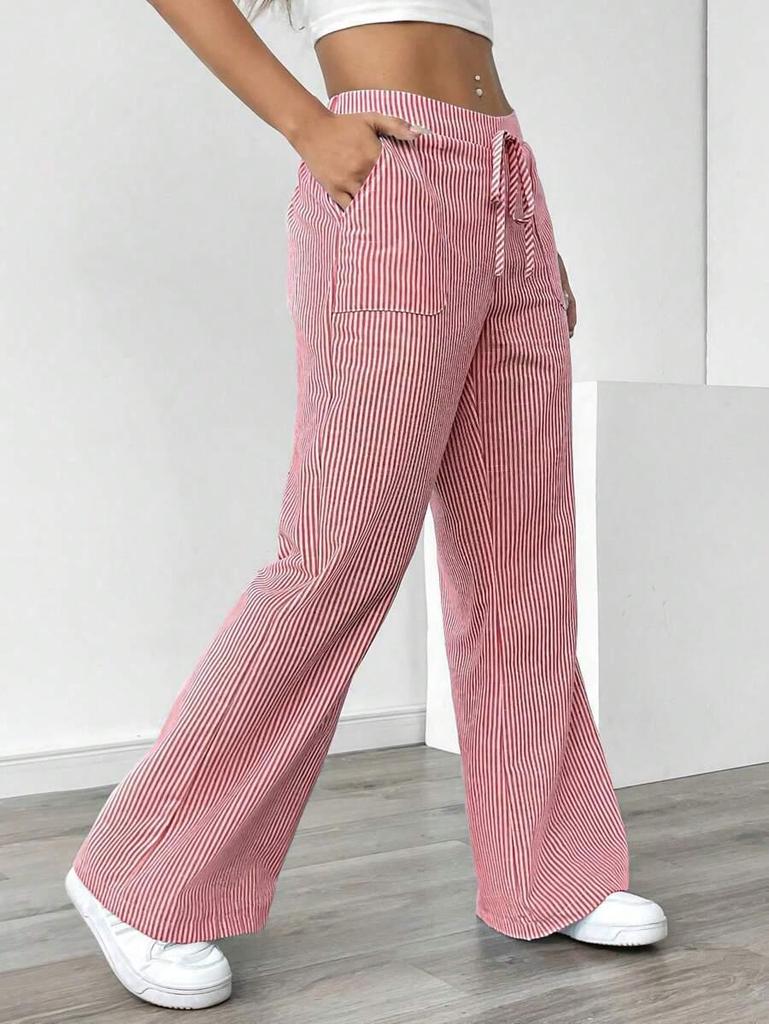 2025 Women's Loose Wide-Leg Striped Pants - Casual, Versatile Street Fashion