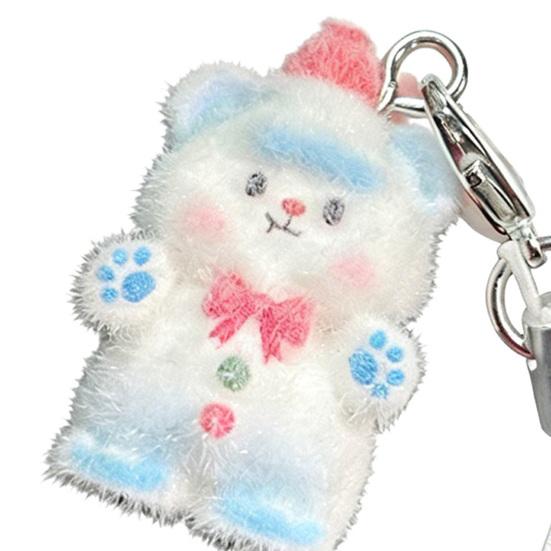 Bag Pendant Lightweight Mini Bear Charm Keychain with Soft Flocking Texture Lanyard Phone Bag Gift Accessory