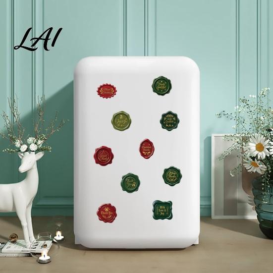Holiday Gift Wrapping Labels Christmas Wax Seal Stickers Self-Adhesive Embossed Decals Red And Souvenir Packaging Green Retro for Greeting