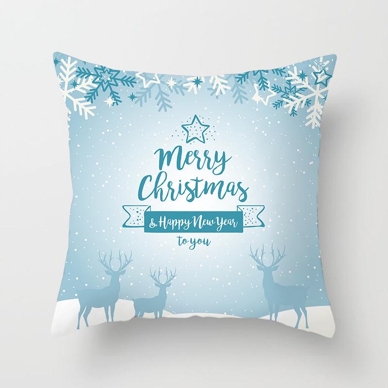 Wish Home Christmas Snowflake Digital Printing Peach Skin Car Pillow Cushion Pillow Case