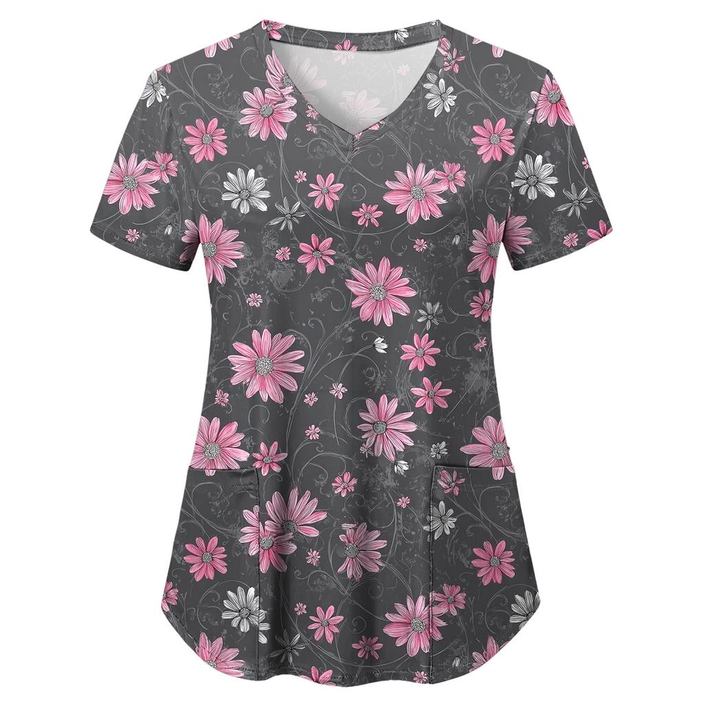 Uniforme Sanitario Enfermera Clínica Enfermería Mariposa Ropa de Trabajo Hospital Camiseta Camiseta Manga Corta Blusa Cuidadora Mujeres Trabajadoras Médico