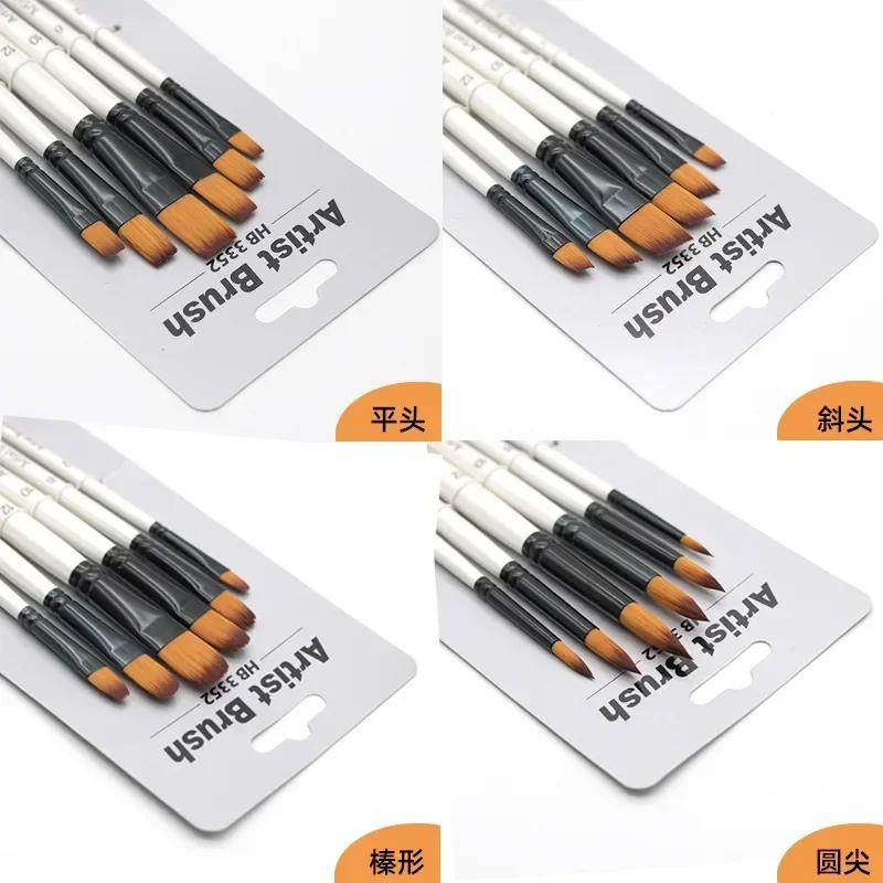 6 Pcs Draw Paint Brushes Set Kit Artist Paintbrush Round with Nylon Hair for Artist Acrylic Aquarelle Watercolor Face Painting
