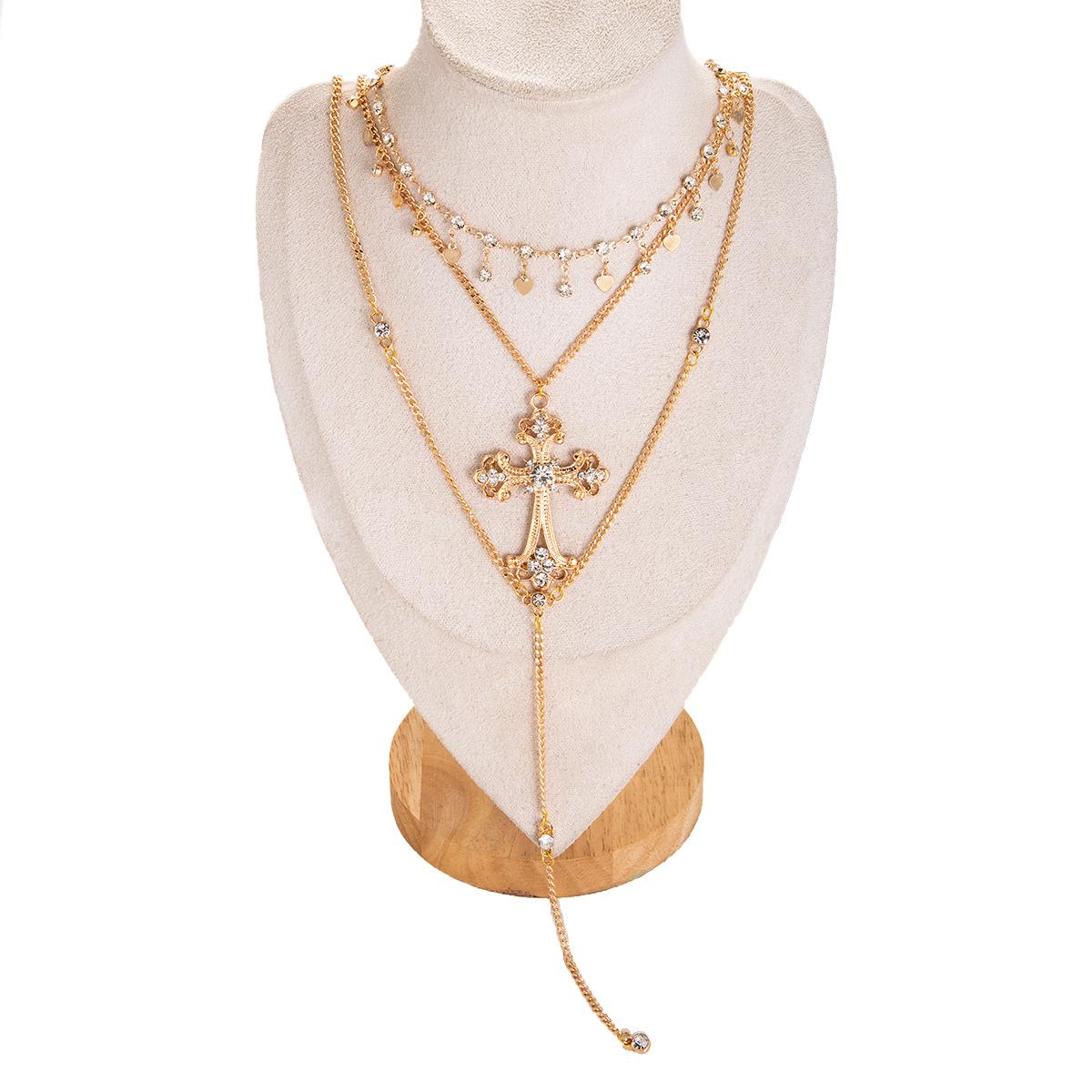 

Diamond-Encrusted Cross Tassel Necklace, Light Luxury And High-End Super Flash Exotic Necklace Woman