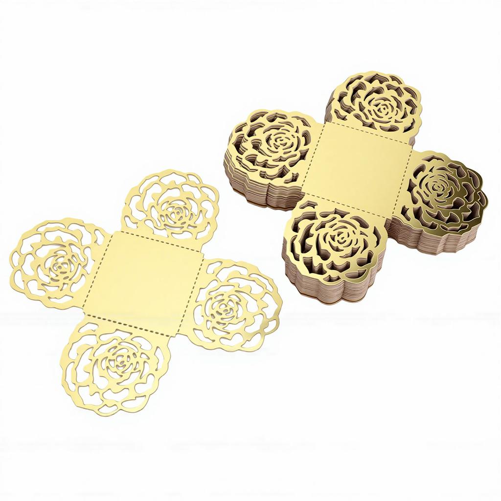 50 PEZZI Carta Specchio Quadrata Vuota a Fiore per Involucri Tartufi, Mini Pirottini per Cupcake, Bicchierini per Caramelle al Cioccolato per Matrimonio