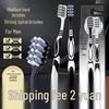 Adult Hard Bristle Toothbrush, Spiral Bristles for Smoke Stains, Family Pack for Couples, Men's Black and White