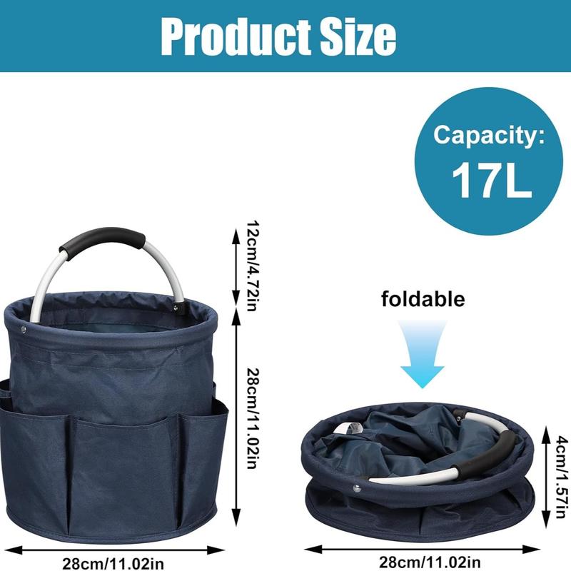 Portable Cleaning Caddy 17L Foldable Cleaning Bucket with Handle Organizer Bag for Towels Cleaning Tools Bathroom Kitchen Home