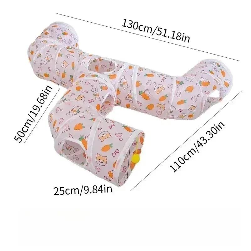 Carrot Print Cat Tunnel Multi-Shape Foldable & Easy Storage Cat Toy Tunnel for Play & Hideaway Pet Tube Self-Entertaining Play