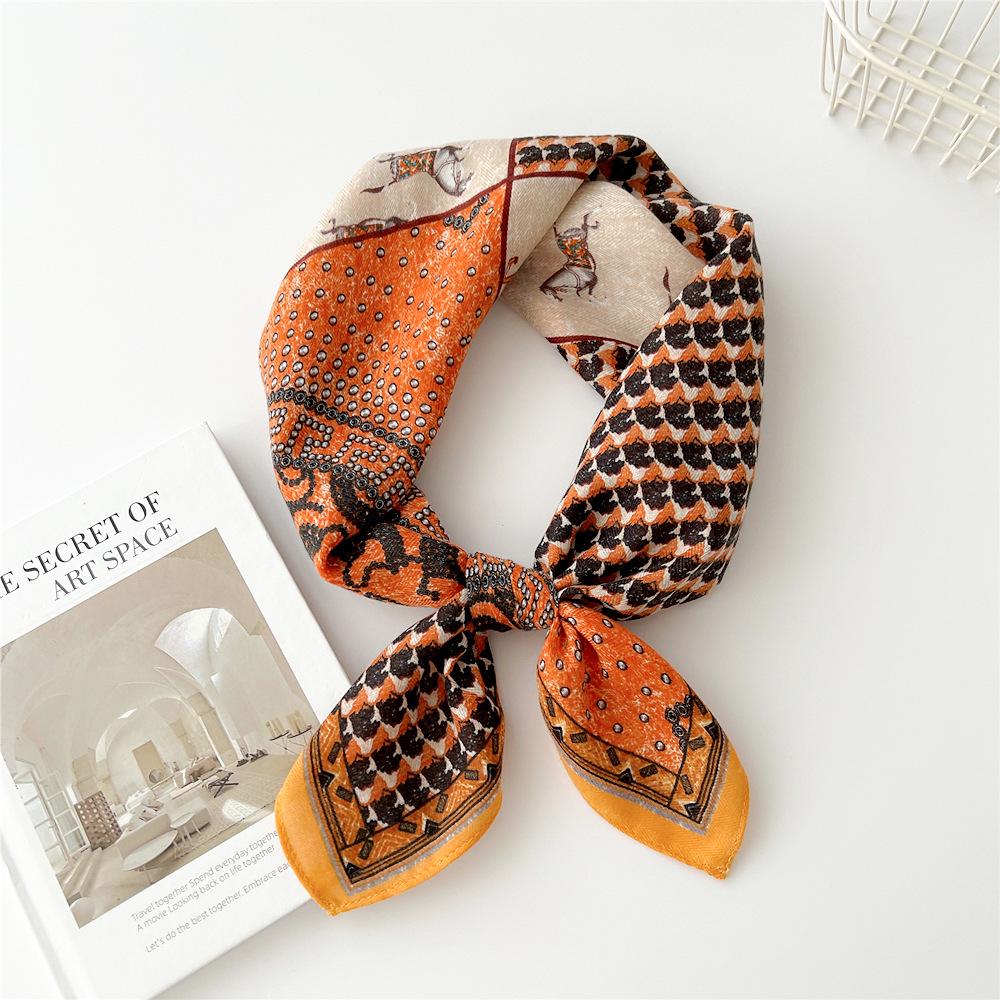 Versatile Women's Silk Cotton Linen Scarf: Fashionable Square Neck Accessory for Spring to Autumn